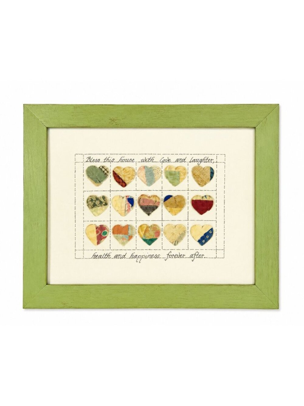 Handmade Quilt Art Bless This House Heart Unique Framed Wall Art Home Decor Deco